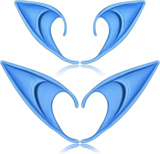 FRESHME Cosplay Accessories Soft Fairy Ears - 2 Pairs Blue Elf Ears Costume Makeup Renaissance Cosplay Dress Up Halloween Accessories Elven Vampire Fairy Ears for Masquerade