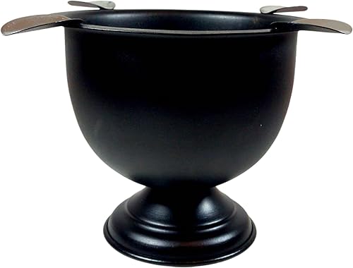 Miniatura 9 de Cenicero de cigarro hecho en hierro metal caja de cuenco profundo alto cenicero resistente al viento prensado con 4 estribos (negro)