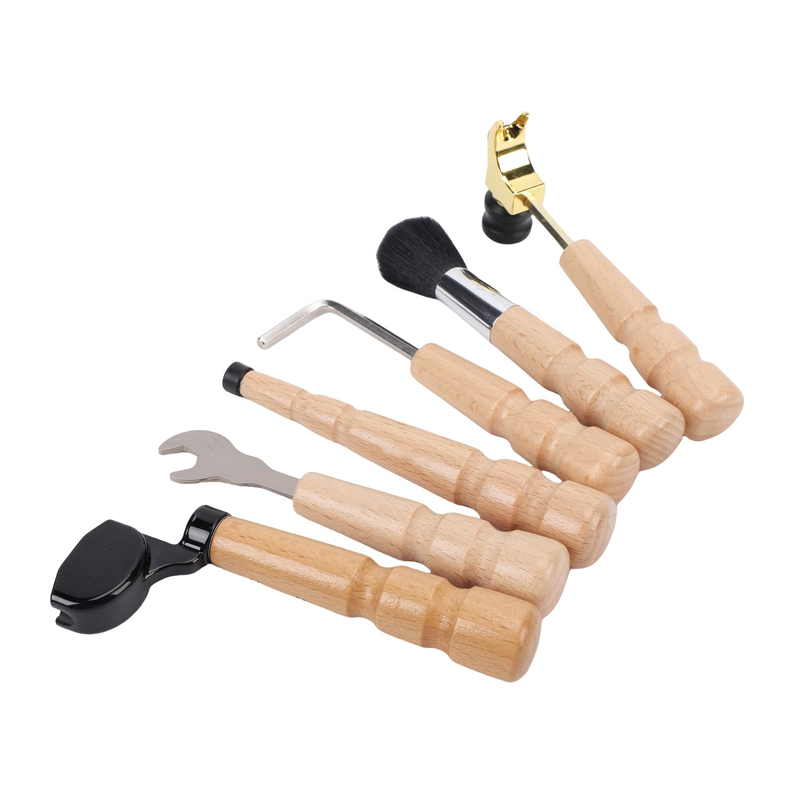 Ausla Kit Manutenzione Chitarra, Set Attrezzi in Legno di Faggio, Avvolgicorde Multifunzionale e Martello per Chitarre e Violini