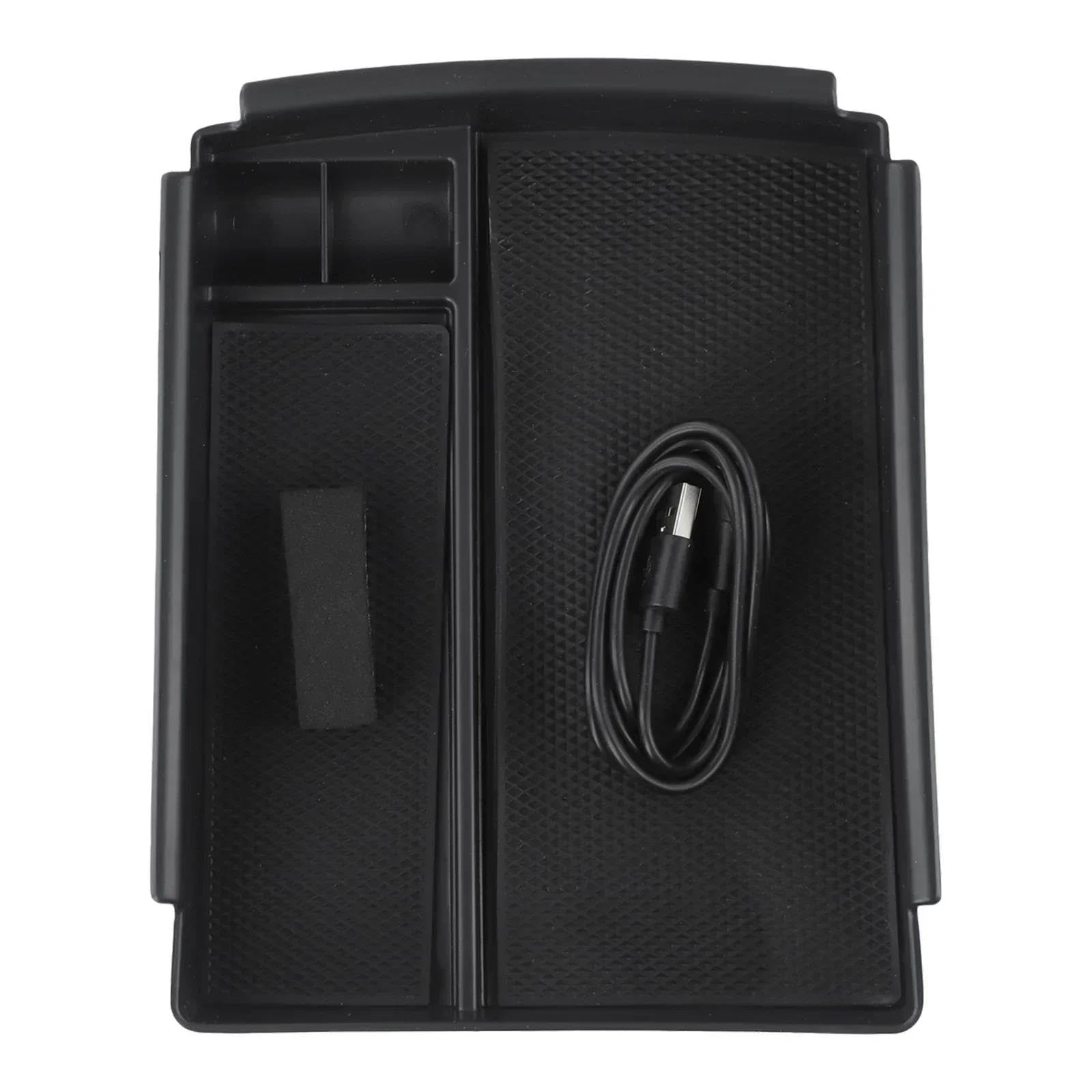 Caja Almacenamiento Con Reposabrazos Para Consola Coche Cargador Inalámbrico Para Tesla Para Modelo X Para Modelo S 2016-2020 Cable Alimentación