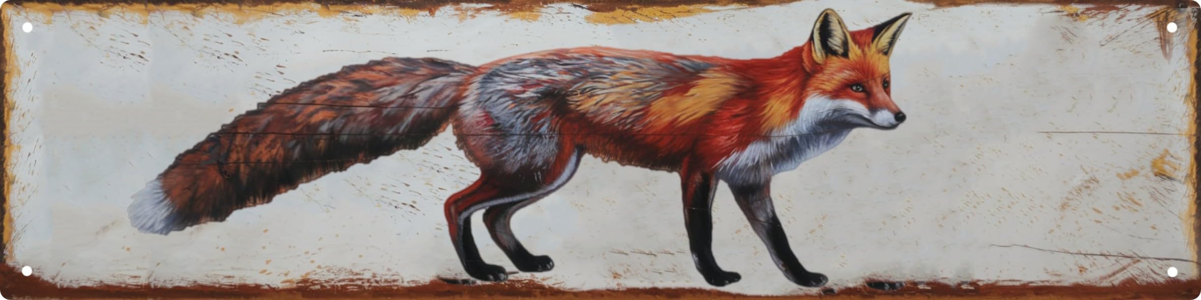 Aimlayton Fox Metal Sign 4X16in Vintage Rustic Plaque For Forest Cabin Wall Farmhouse Nature Decor