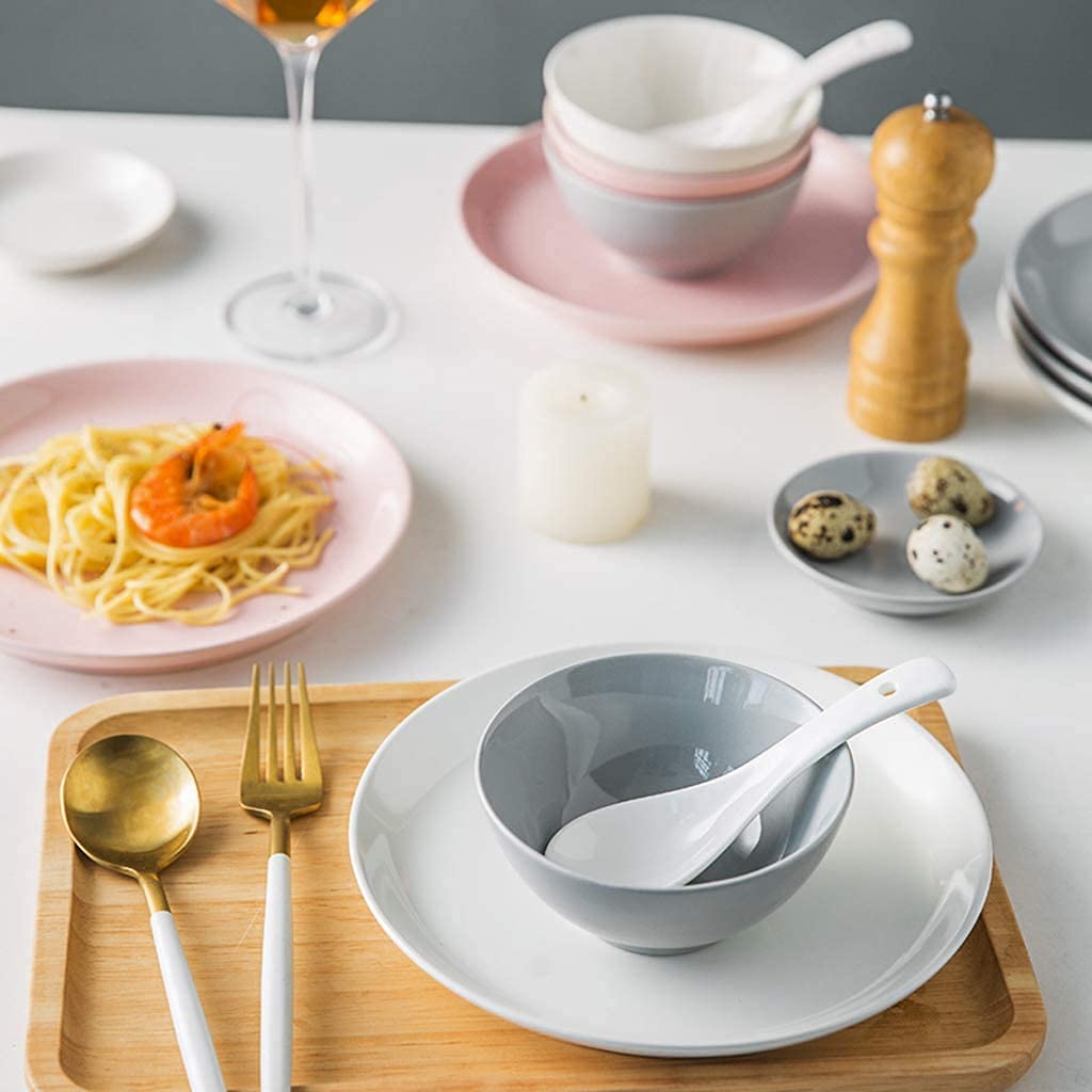 Geschirr-Set für Zuhause oder spezielles Restaurant, 32-teiliges helles Geschirr-Set | Porzellan Müslischale & Löffel & Teller Geschenkbox für Einzugsgeschenk und Hochzeitsgeschenke