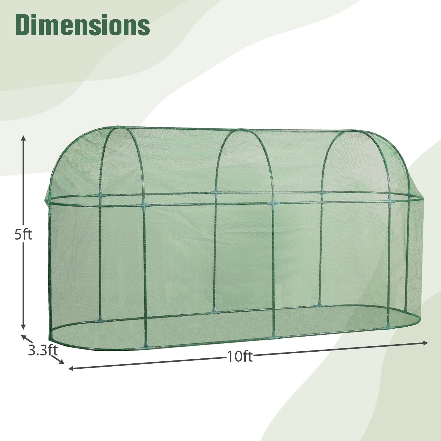 BPS 10x3.3x5FT Crop Cage with Zipper Door - Plant Protection Netting Tent for Vegetables, Fruits & Flowers, Durable Garden Cover for Outdoor Yard, Lawn & Backyard