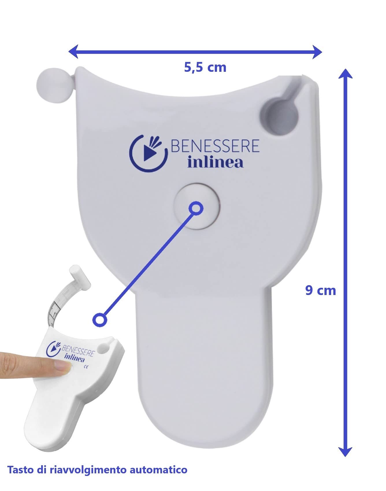 Metro a Nastro Retrattile, Metro per misurare corpo e Vestiti 0-150 cm, Centimetro per misurazione Corpo , Girovita - Fianchi - Torace - Braccia - Metro Nutrizionista -Bianco