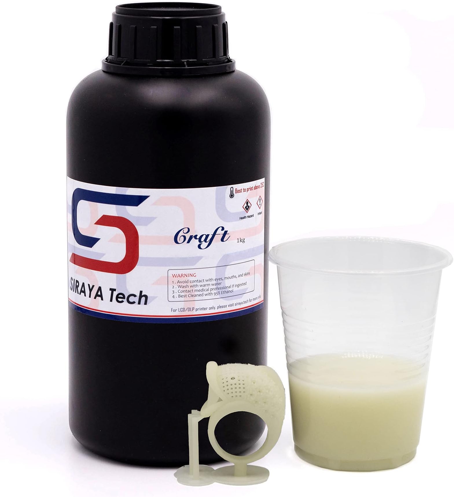 Craft Glow-in-The-Dark 3D Printer Resin - Rapid Curing, High Resolution 405nm UV Resin for LCD/DLP/8K 3D Printers - Ideal for Outdoor, Decorative & Safety Applications (1kg, Green)