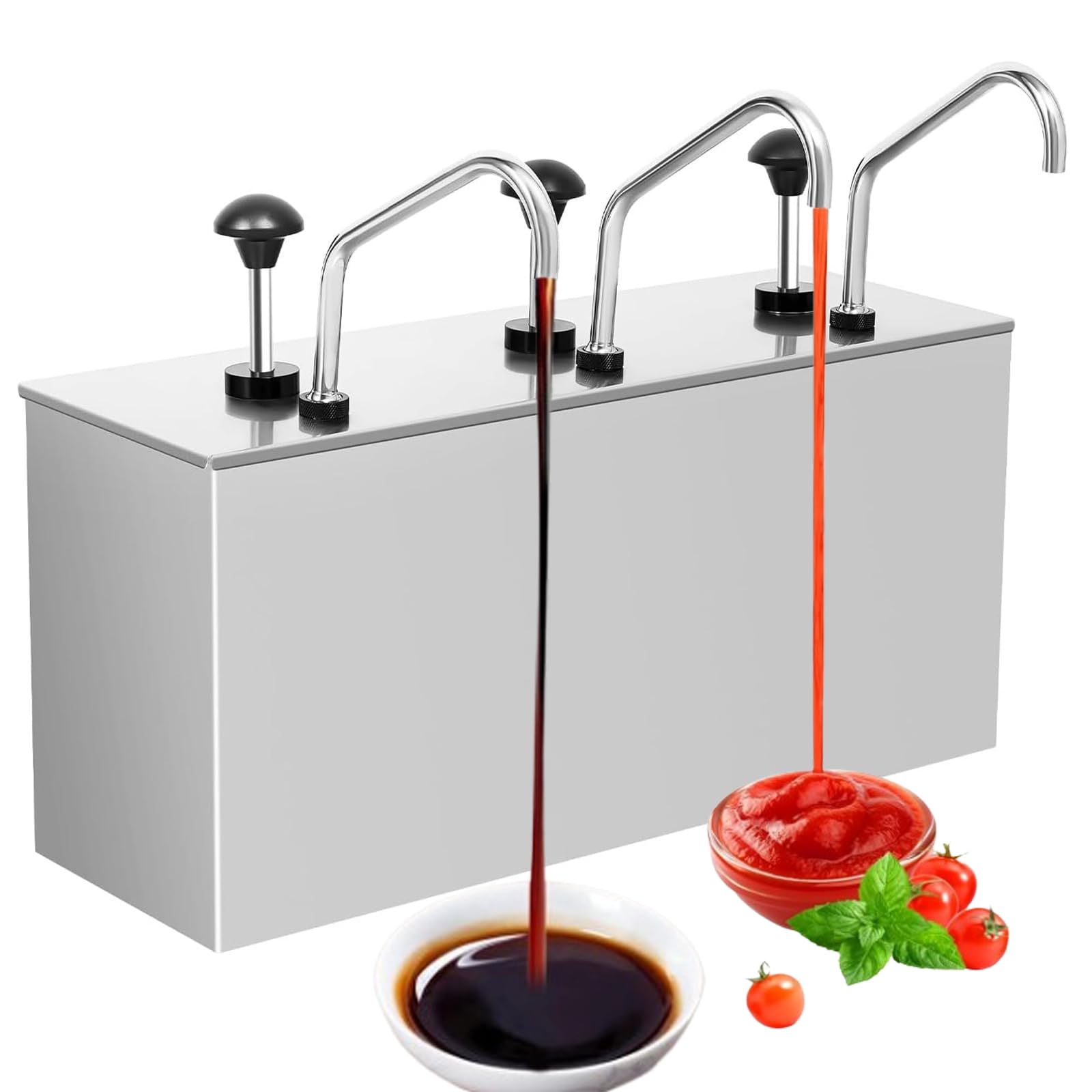 Bomba dispensadora de salsa de 3 cabezales con capacidad de 3.6 L y cabezal giratorio