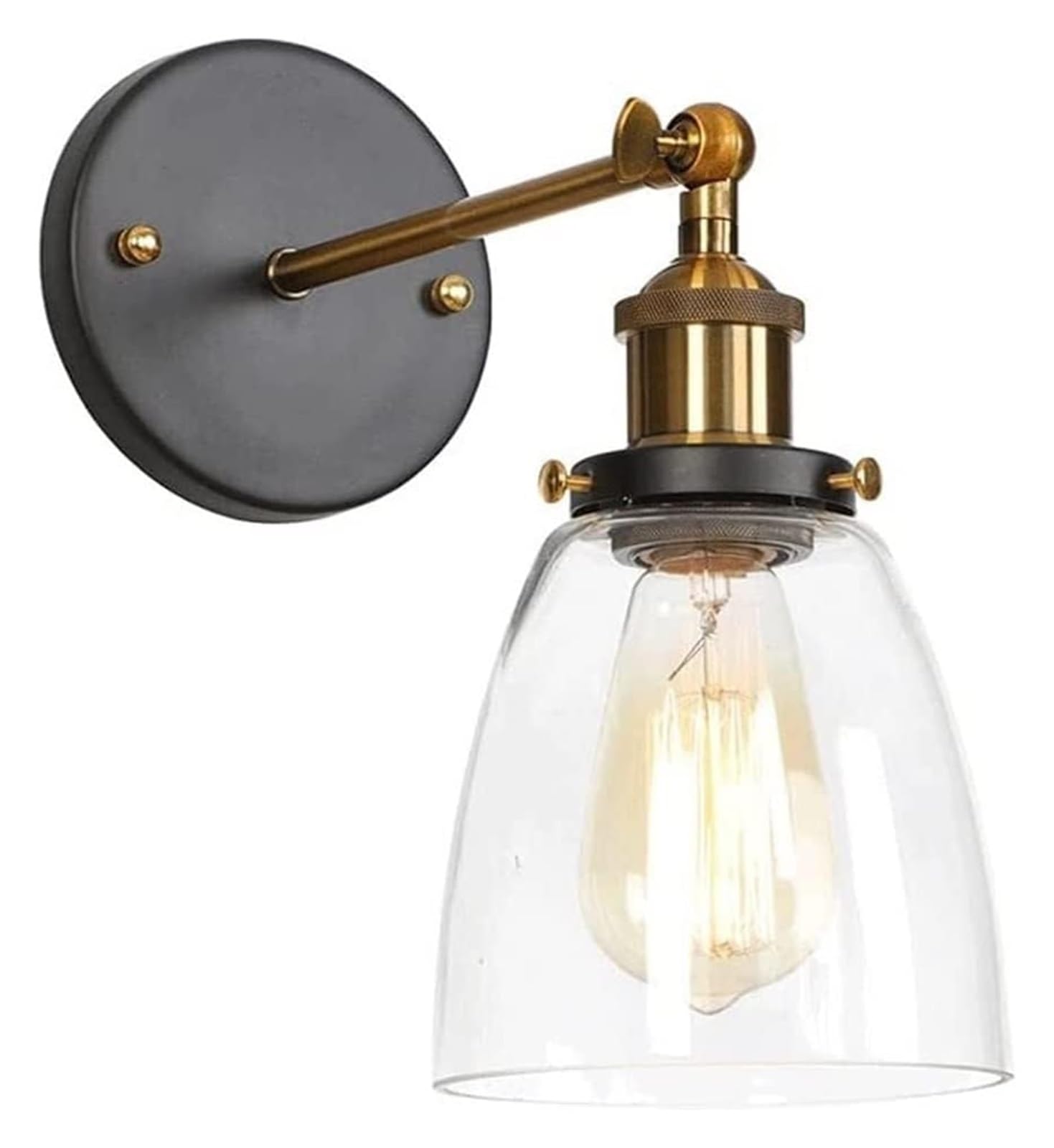 BUniq Wall Lamp Black Finish with Clear Glass Shade Industrial Retro Edison Wall Sconce Light Indoor Wall Lighting Fixtures for Bedside Restaurant Garage Porch Cafe Club,Energy-saving
