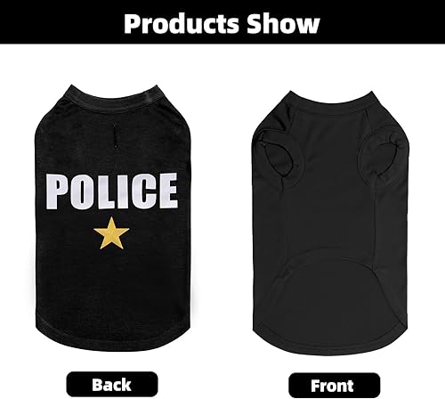 Miniatura 4 de BINGPET Camisa de policía para perros, camiseta de algodón suave para mascotas, ropa para perros, chaleco suave y ligero para perros pequeños y