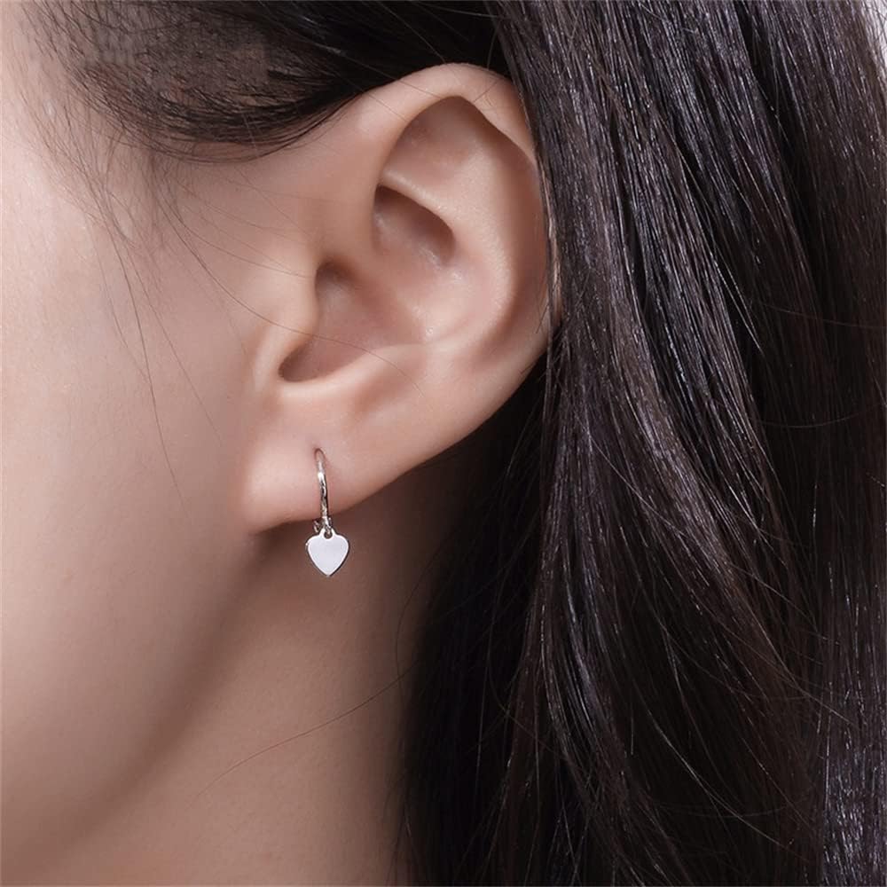 Dainty Heart Dangle Cartilage Small Hoop Earrings for Women Girls 925 Sterling Silver Hypoallergenic Piercing Ear Cute Love Charms Huggie Hoops Minimalist Jewelry Gifts 8mm - Image 3