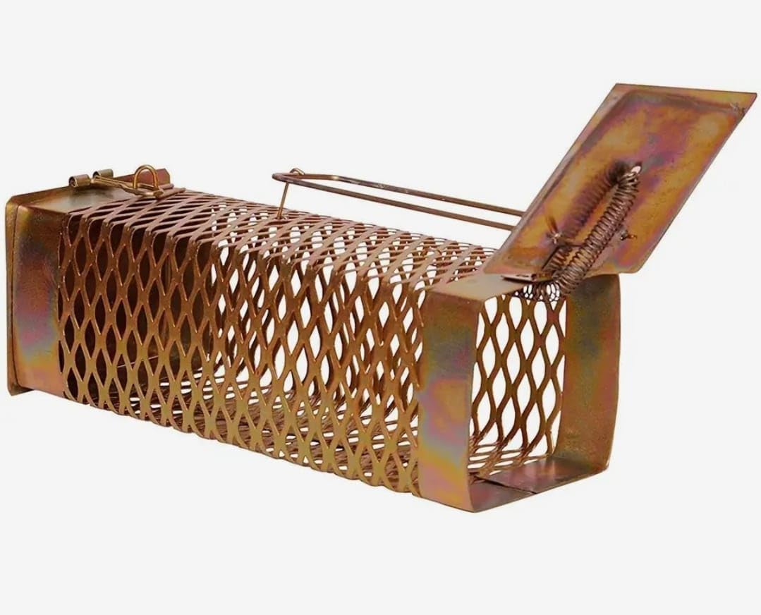 Rustic Copper Diamond Pattern Small Animal Trap Cage, Humane Rodent Mouse Rat Capture Device, Metal Mesh Design,Rat cage-image-4