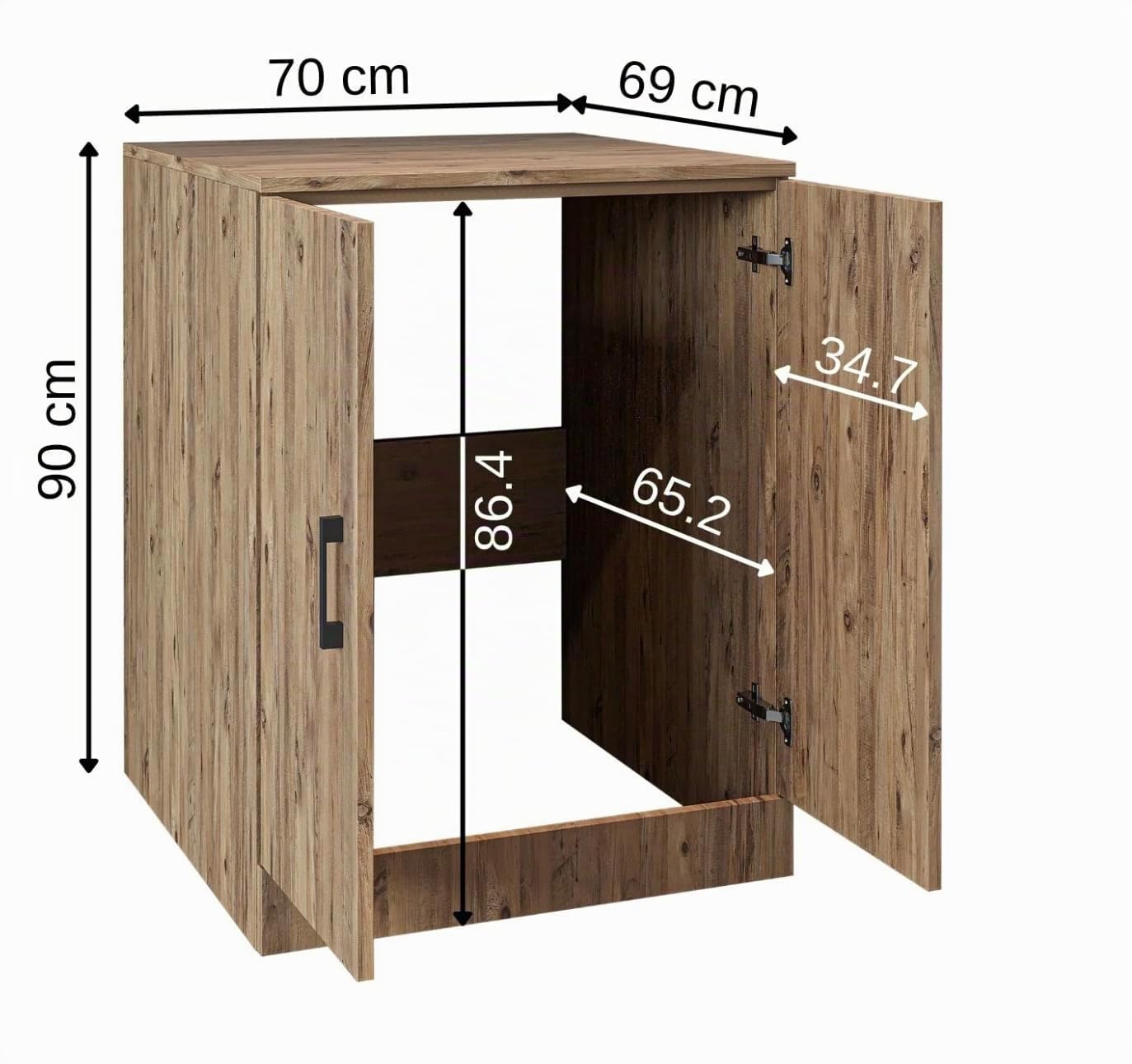 ROOMART, Badezimmer, Waschmaschinenschrank, Waschschrank, Waschmaschinenregal, Waschmaschinenüberbau - BHT: 70 x 180 x 69 cm (ohne Oberschrank, Weiß Eiche)