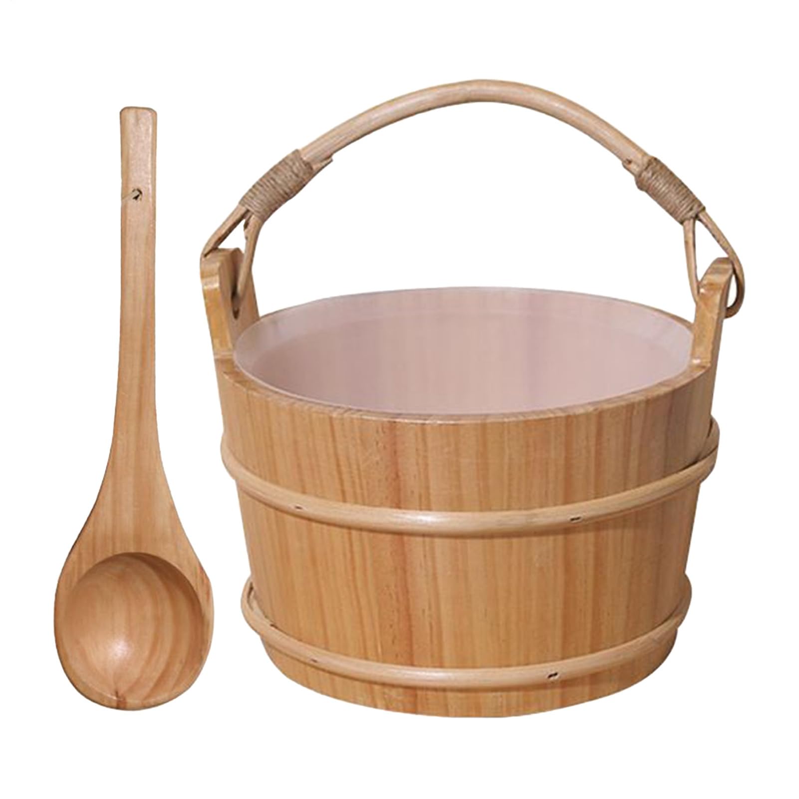 Zestaw z wiaderkiem do sauny Akcesoria Kąpielowe Spa Z Długim Uchwytem | Drewniane Wiaderko Z Chochlą Akcesoria Saunowe Komplet Dla Mężczyzn, Domu, Rodziny, Spa, Prysznica, Relaksu, Pocenia Się