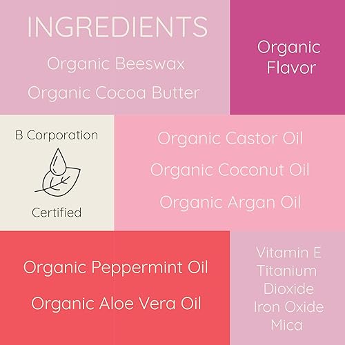 Miniatura 5 de Paquete de 4 bálsamos labiales tintados carmesí, ingredientes naturales y orgánicos, hidratantes e hidratantes, fabricados en Estados Unidos