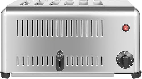 Miniatura 3 de Tostadora eléctrica de 6 rebanadas, tostadora de acero inoxidable de 1680 W con función de temporizador, bandeja extraíble de acero inoxidable,