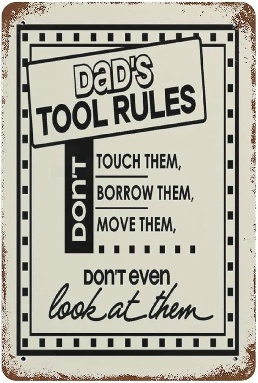 Dad's Tool Rules Vintage Outhouse Vintage Metal Sign Garage Sign Garage Home Wall Decor Poster Vintage 12x16inch Tin Sign