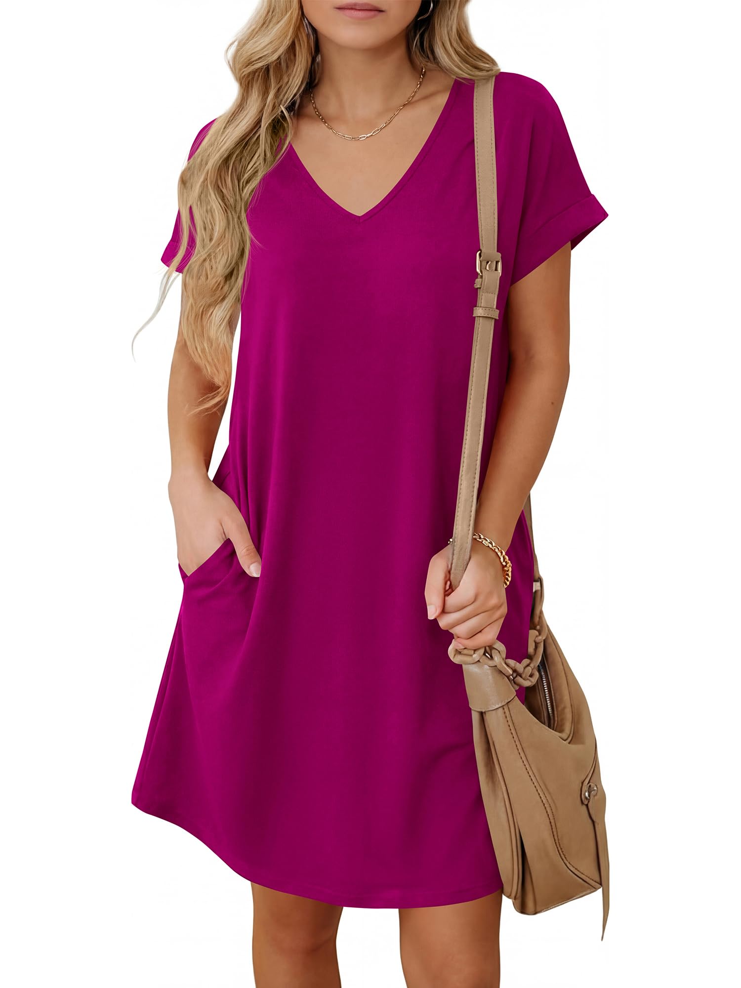 BTFBM Womens Summer Dresses 2026 Pockets Short Sleeve Loose Nightgowns Pajama Beach Vacation Casual Spring T Shirt Dress