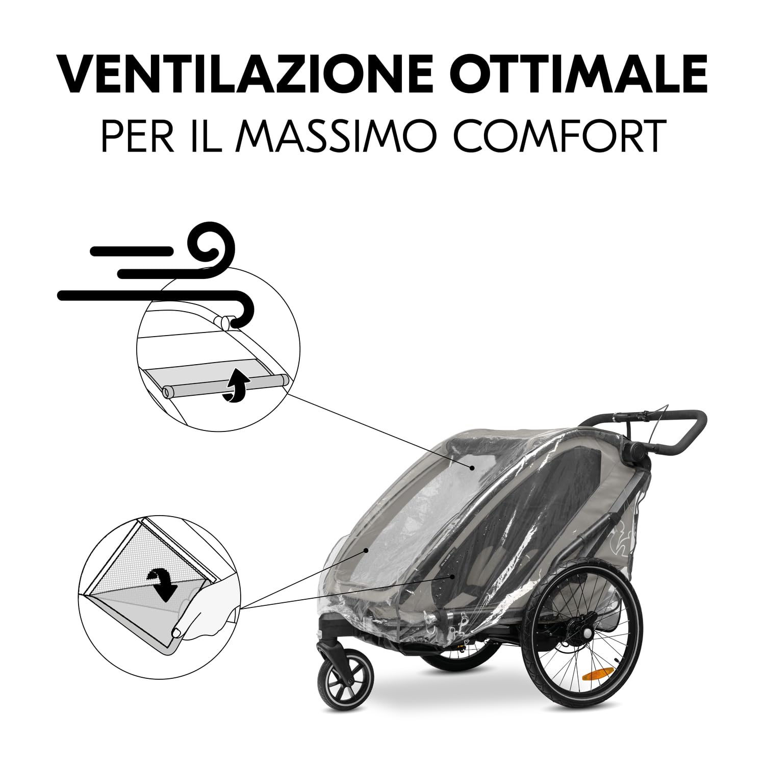 Hauck Bike N Walk Duo Parapioggia per Rimorchio Bici Bambini 67x64x100 cm Copertura Antipioggia Trasparente