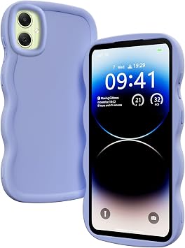 XINYEXIN Liquid Silicone Case for Samsung Galaxy A06, Wave Frame Curly Shape Cute Protective Case Soft Shockproof Bumper Cover - Purple