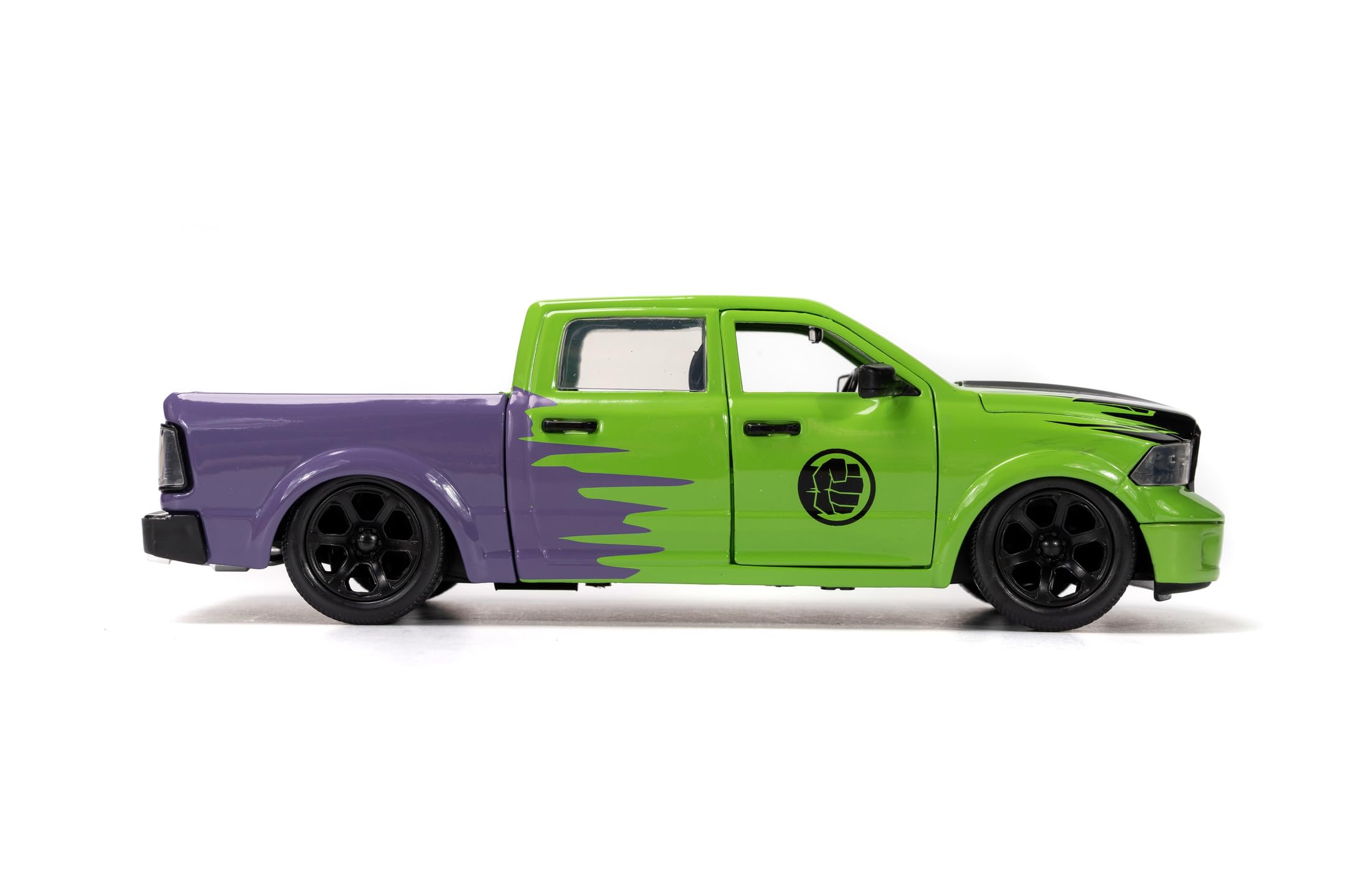 Jada Toys Marvel Hulk Figura con Modellino Auto 2014 Dodge Ram 1500 - Set da Collezione Avengers (6 cm) e Auto Giocattolo (20 cm) per Appassionati e Bambini