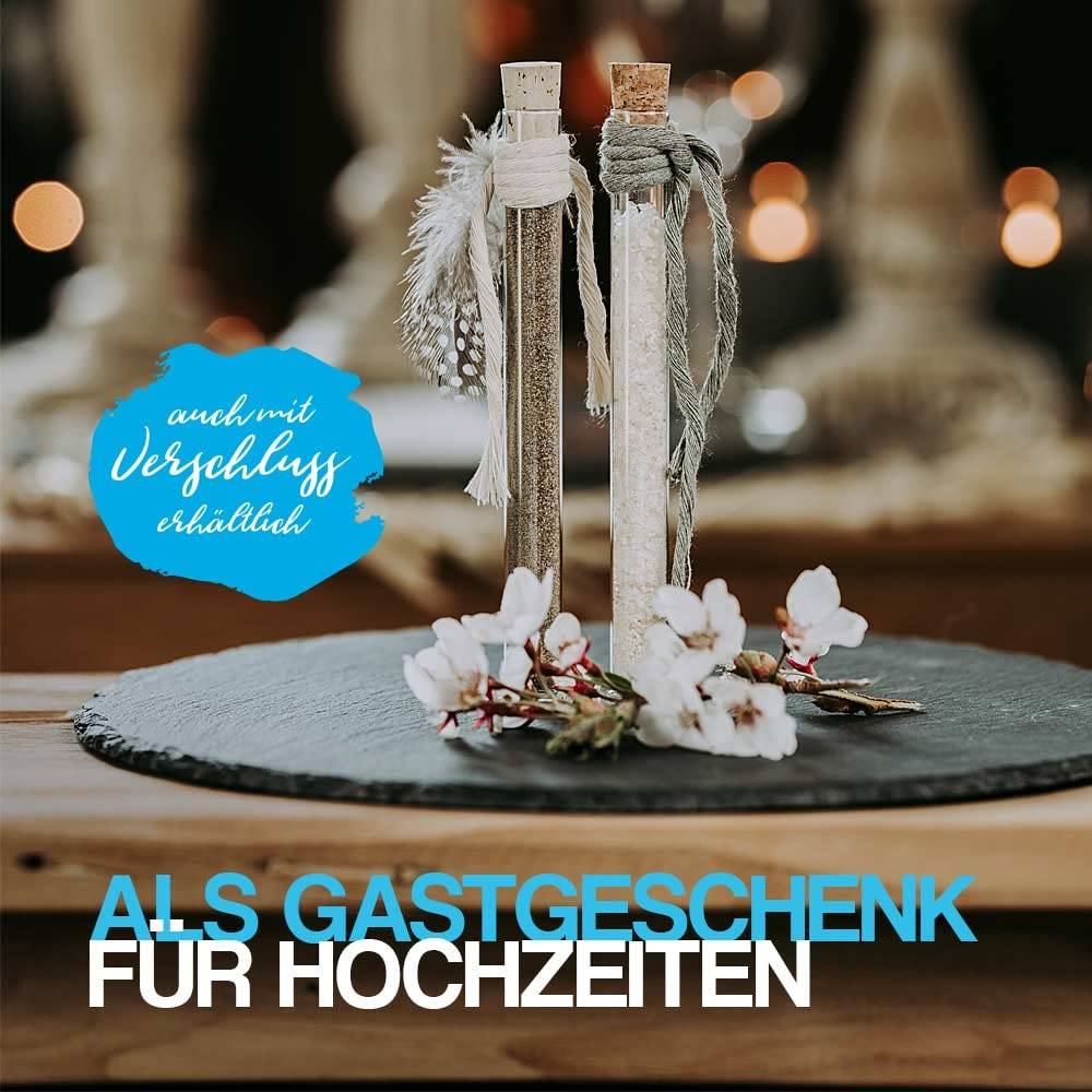 Tuuters 100 Stück Reagenzgläser aus Glas, Reagenzgläschen (200 x Ø20mm) | Rundboden Reagenzglas, glatter Rand, transparente Eprovetten, Made in Germany, als schmale Vase für Blumen und Pflanzen