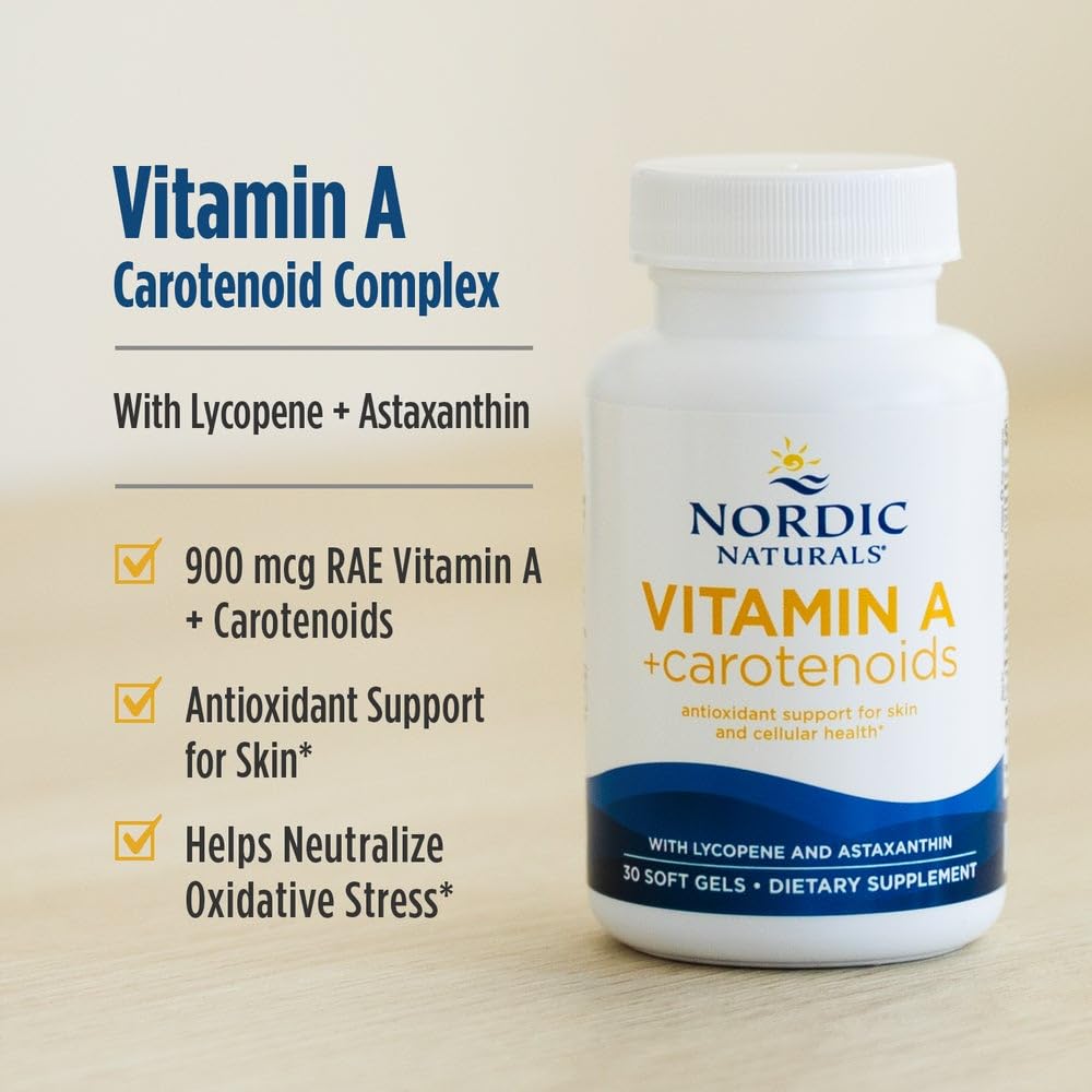 Nordic Naturals Vitamin A + Carotenoids, Unflavored - 30 Soft Gels - Lycopene & Astaxanthin - Supports Skin, Cellular Health - Non-GMO - 30 Servings — Amazon image 3