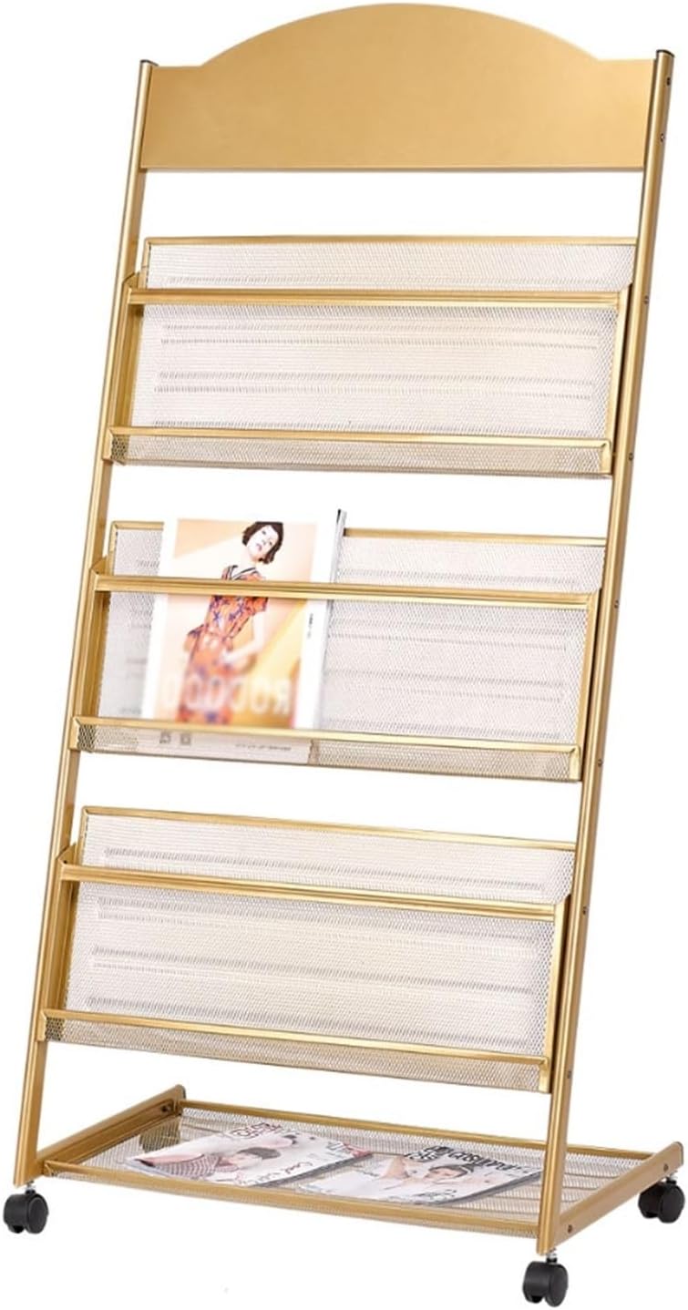 Floor-Standing Magazine Rack Floor-Standing Magazine Rack Information Rack Storage Rack Newspaper Display Rack Manual Book Rack for Exhibition Trade Show Office(White)