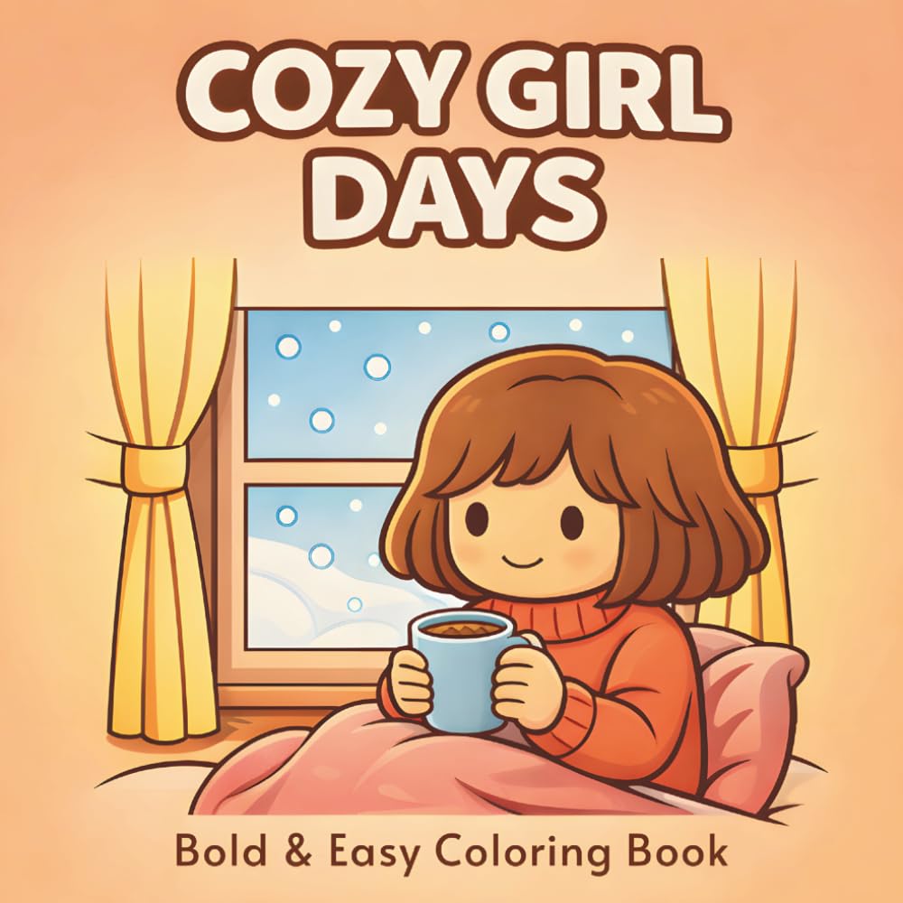 Cozy Girl Days: Bold & Easy Coloring Book | Cozy Scenes Featuring Girls, Pets, Reading Nooks, Baking Moments and Hygge-Inspired (Cozy Girl Coloring Book Series)