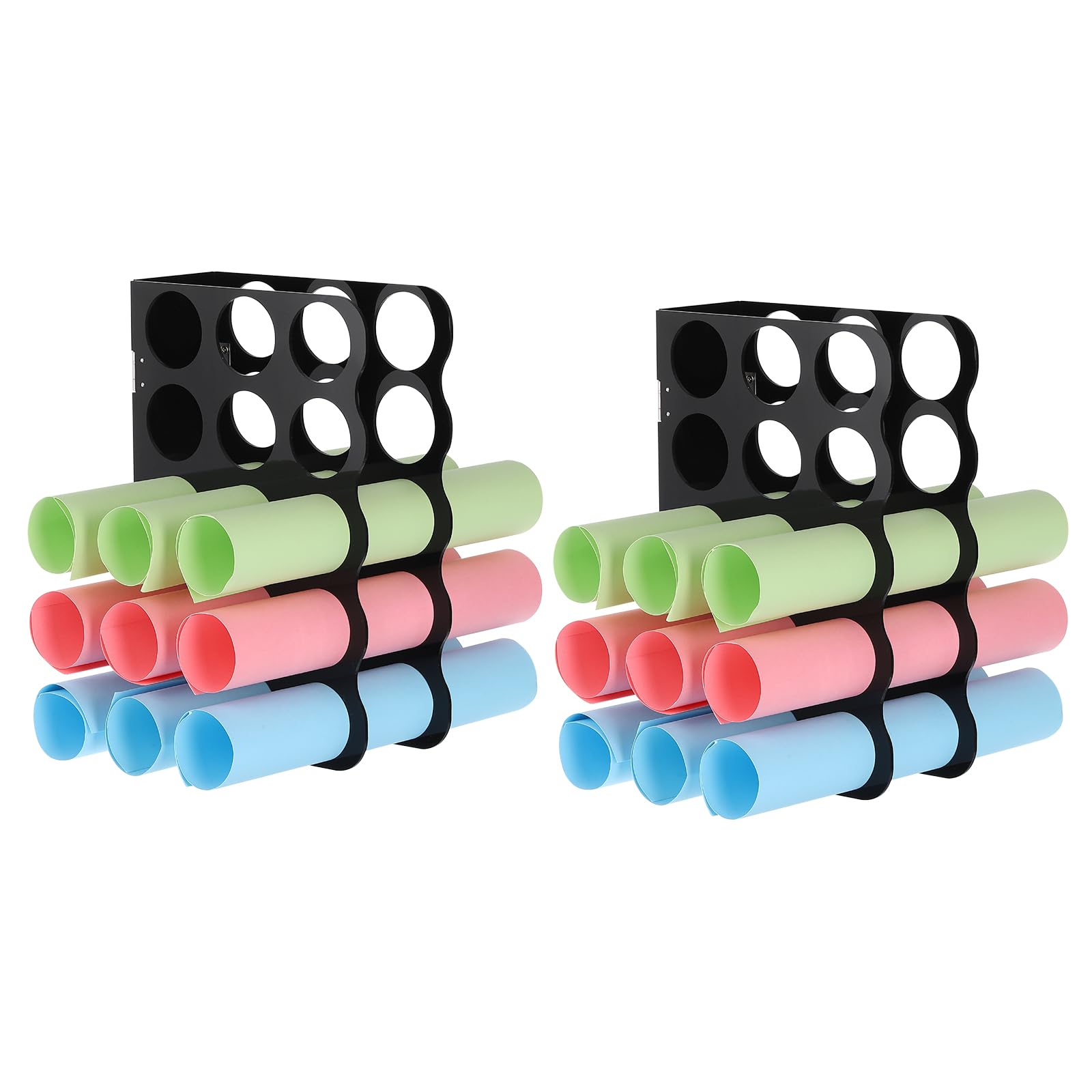 Porte-rouleaux en vinyle 1.97 pouce de 15 trous, organisateur de fournitures artistiques noir