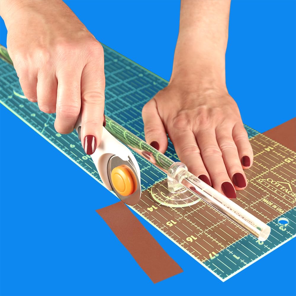 FingerGuard - Protect Your Fingers While Using Rotary Cutters - Handle Makes Moving Rulers Easy - 24 Inch