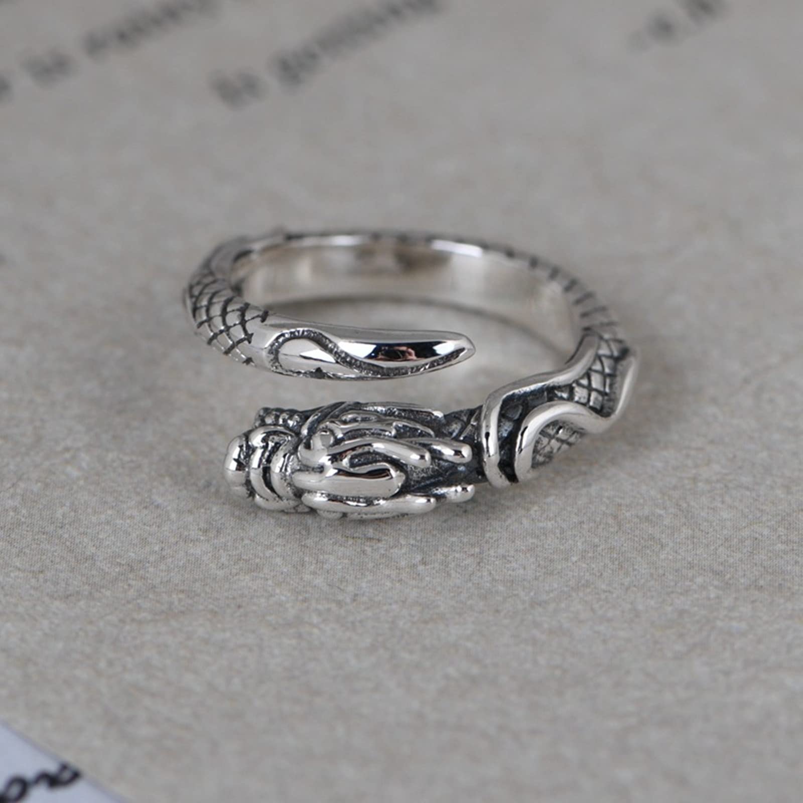 KnSam Ringe Sterling 925 Silber, Drache Form Eheringe für Männer für Herren, Vintage Biker Retro Ring, Echt Silber Schmuck