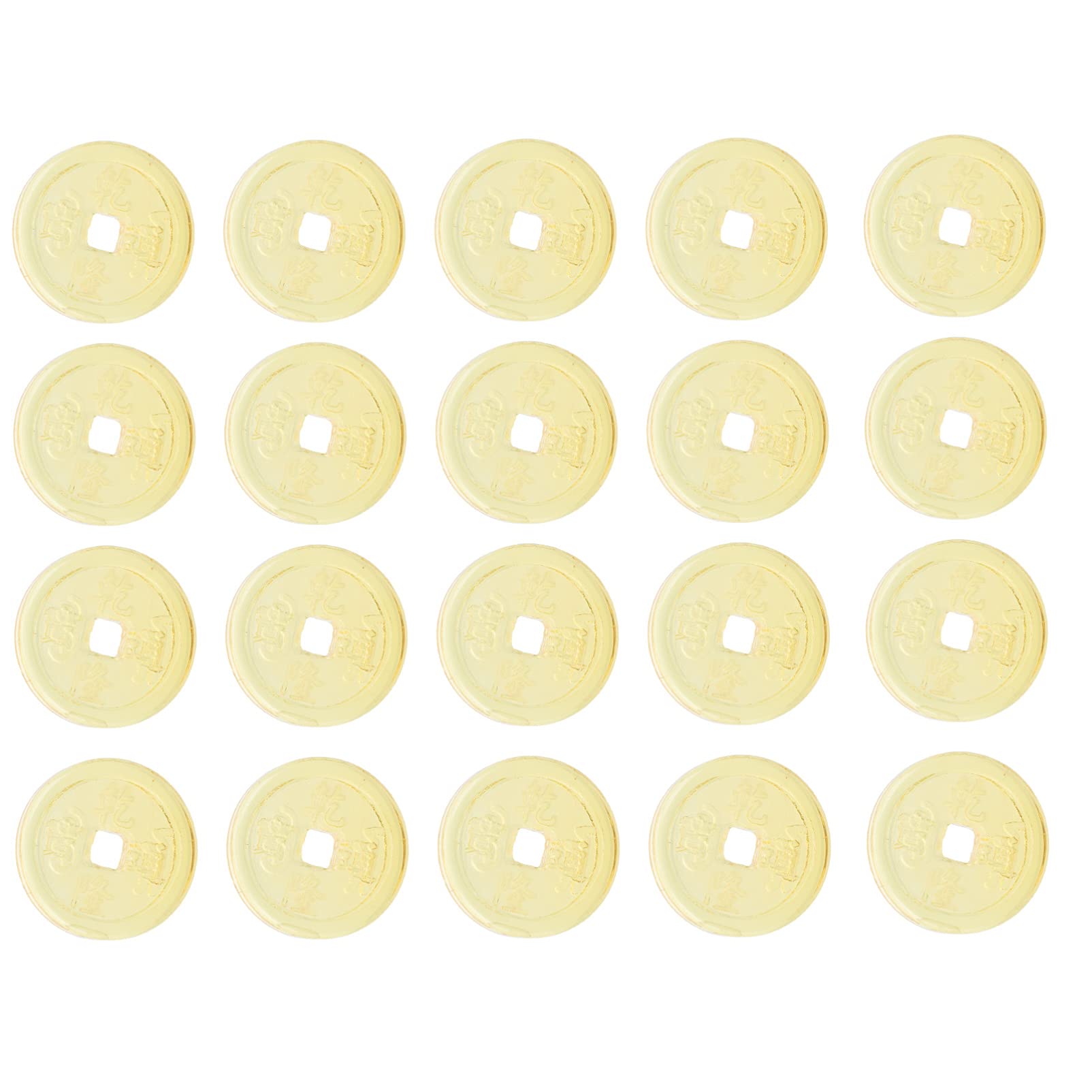 Generic 20pcs Crystal Chinese Coin Feng Shui Wealth Coins Good Luck Coin Ornaments Zen Style Coin for Decorations