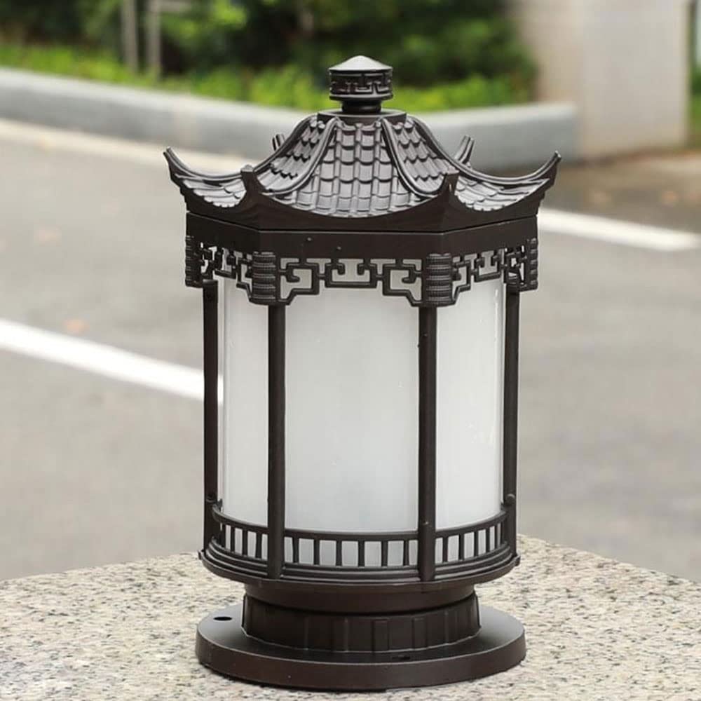 RCIDOS Klasyczny Tradycyjny Słupek Oświetleniowy Wodoodporny Akrylowy Klosz Lampy Zewnętrzna Aluminiowa Czarna Lampa Słupkowa Oświetlenie Ogrodowe Villa Lampy Przeciwdeszczowe do Oświetlenia Zewnętrzn