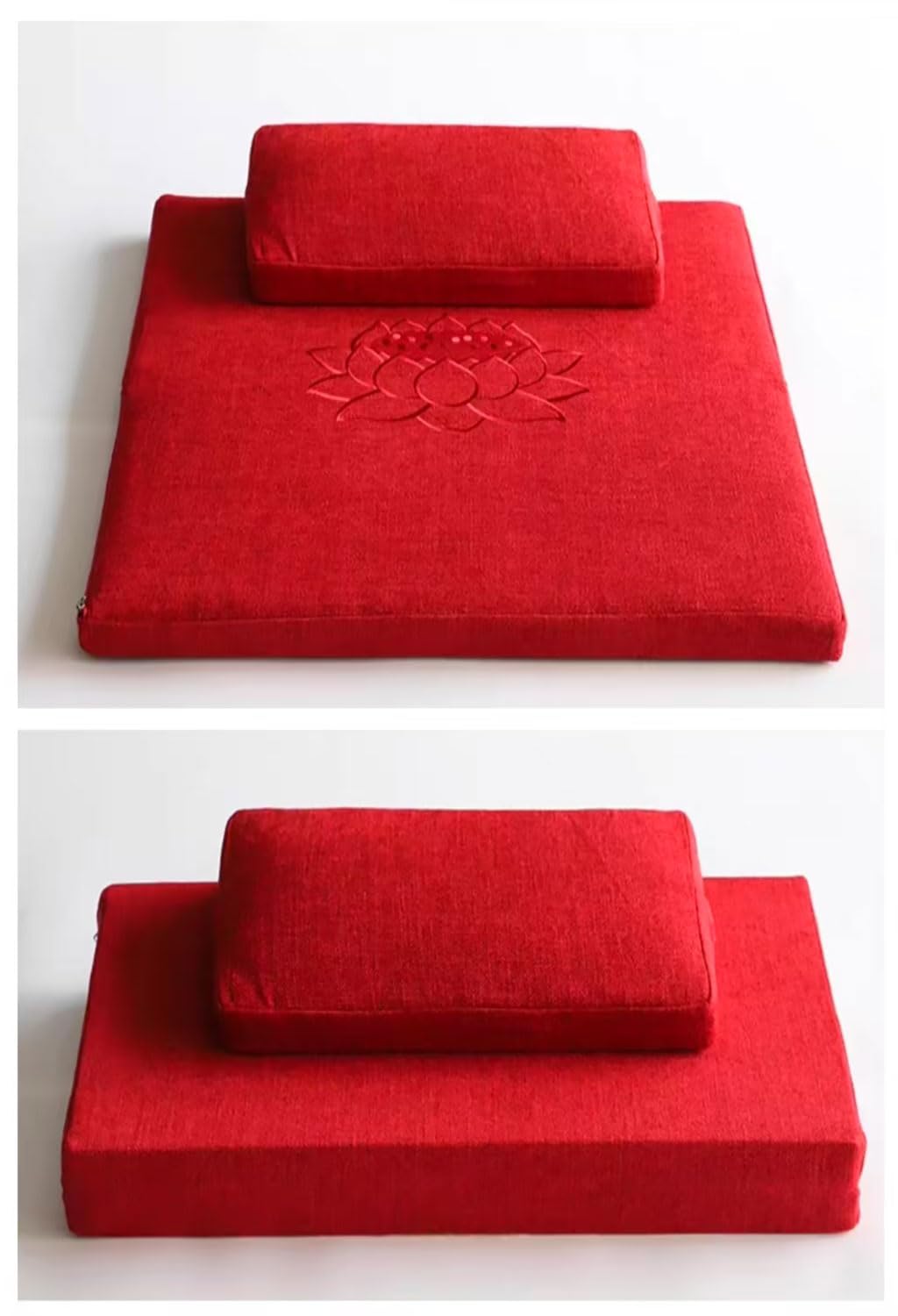 Cojín Grande Y De Meditación,estera De Meditación Cuadrada Hecha A Mano,cojín De Suelo Plegable Portátil Cojines De Yoga De Fibra Con Núcleo De Cáñamo Natura(Size:70x70cm(28x28inch),Color:Rojo)