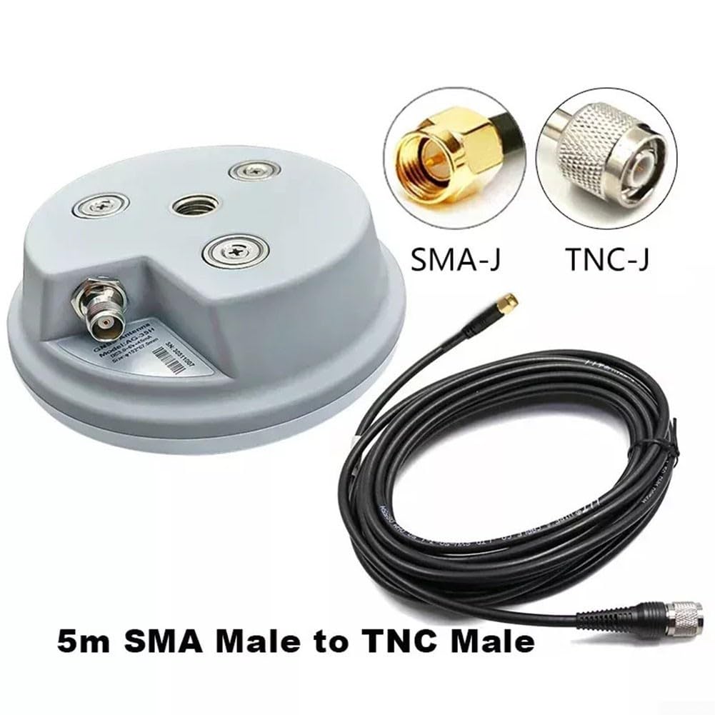 GNSS Antenne de mesure | AG-35H pleine fréquence pour GPS Glonass pour Galileo BDS | Antenne récepteur haute précision avec base magnétique, blanc (TNC-SMA)