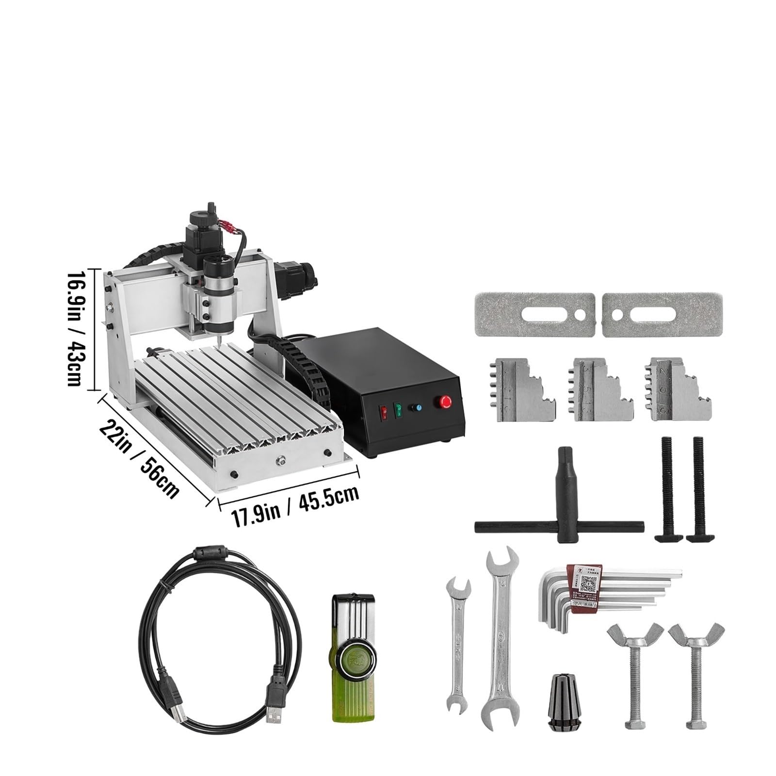 Graveur CNC 3/4 axes 6040/3040/3020, fraiseuse USB, gravure 3D PVC, Machine à découper le travail du bois Pour une utilisation DIY(3 Axis CNC 3040)