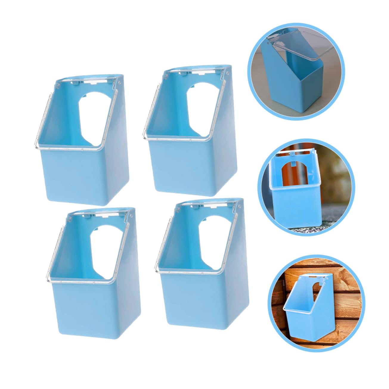 Milisten Lot de 4 mangeoires pour cage à pigeons, mangeoires pour cailles, mangeoires pour oiseaux - Distributeur de nourriture multifonction pour oiseaux