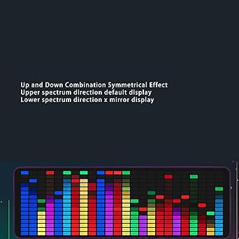 Music Spectrum Display, 384 LED Audio Spectrum Analyzer with Clock, 20 Dynamic 7 Color Music Spectrum Pickup Analyzer with 1624 Segment Rhythm Light Level Voice Sensor, for Audio