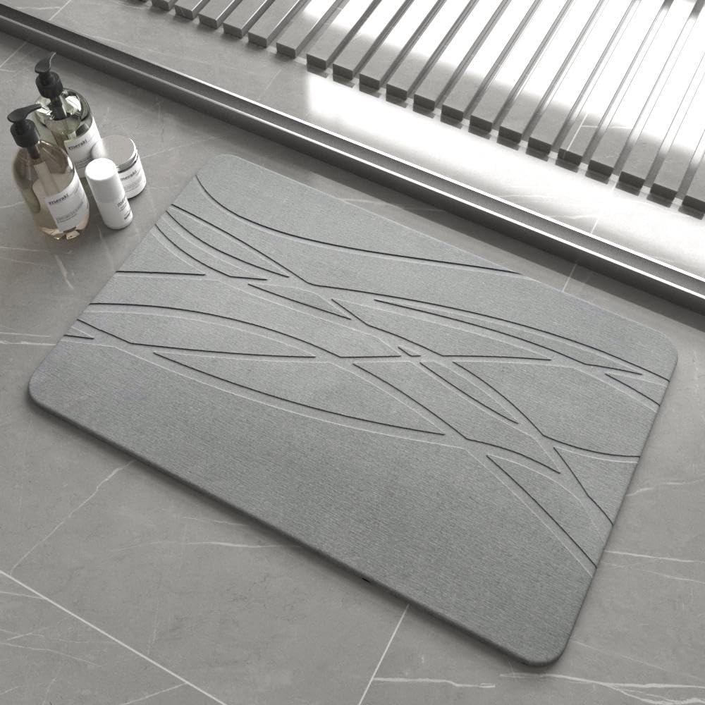 Alfombra baño diatomita - Alfombrilla diatomita - Alfombra de Piedra Secado rapido - Alfombrilla Antideslizante baño, Absorbente higiénica para Ducha y Fregadero