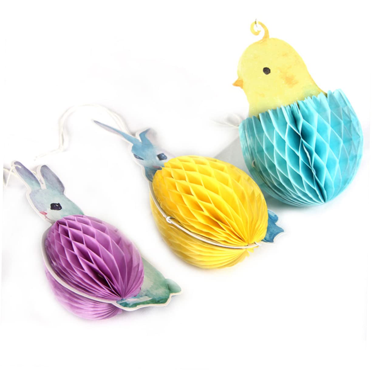 Amosfun 9 PCS Coniglio di Pasqua Decorazione Coniglietti di Pasqua Decorazione Coniglio Appeso Bunny Pendente Ornamento del Soffitto A Nido d'Ape Palla