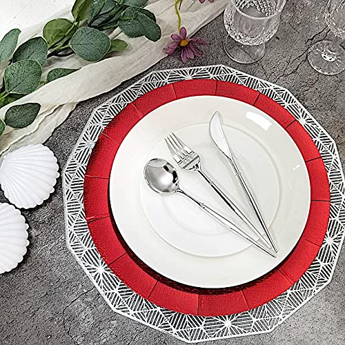 10 Platos Desechables Redondos de Cartón Rojo 13 Pulgadas miniatura 7