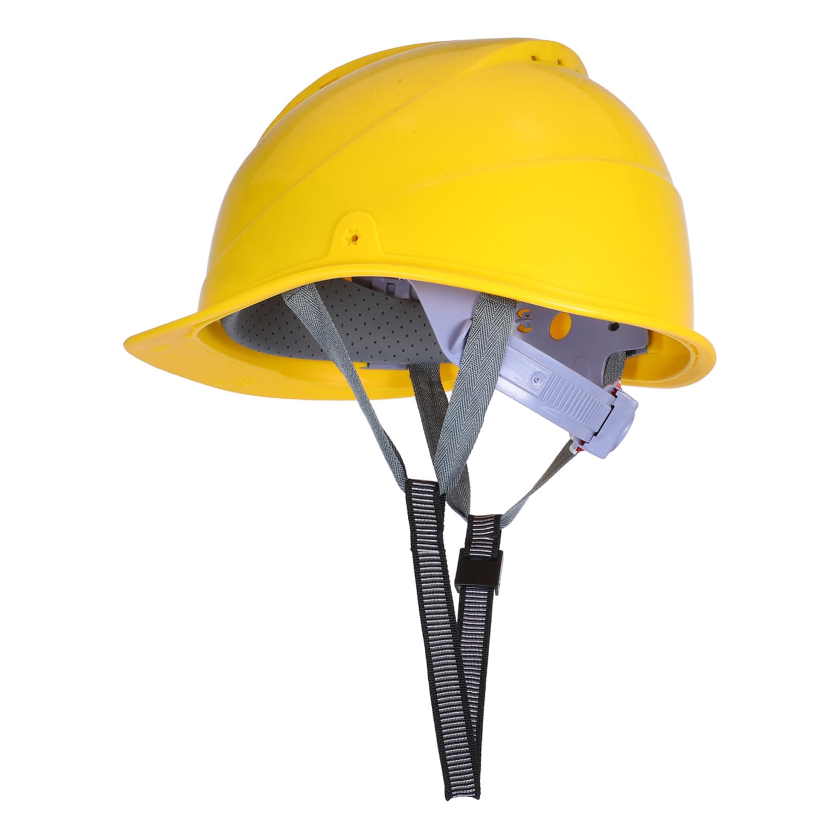 Casco de Seguridad para Construcción Amarillo, Plástico, Ventilado | Ajuste Regulable, Diseño Ligero, Resistencia a Impactos, Uso en Obra y Entornos Laborales