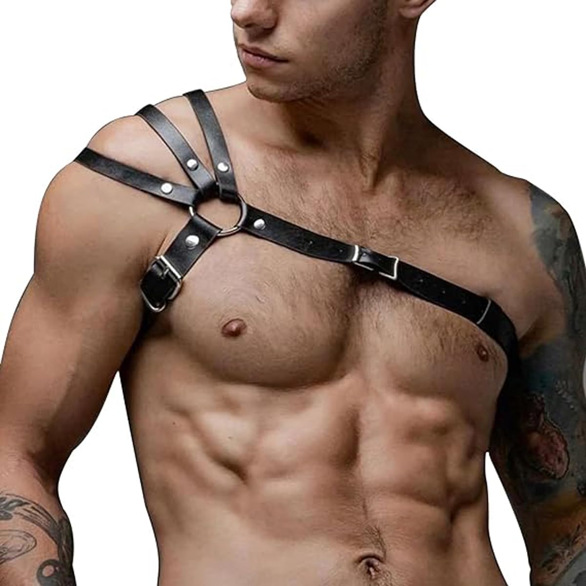Leather Harness Men's Gay Body Chest Half Harness PU Leather Erotic Men Gay Fetish Shoulder Strap Belt Sexy Chest Harness Punk Gothic Slave Bondage