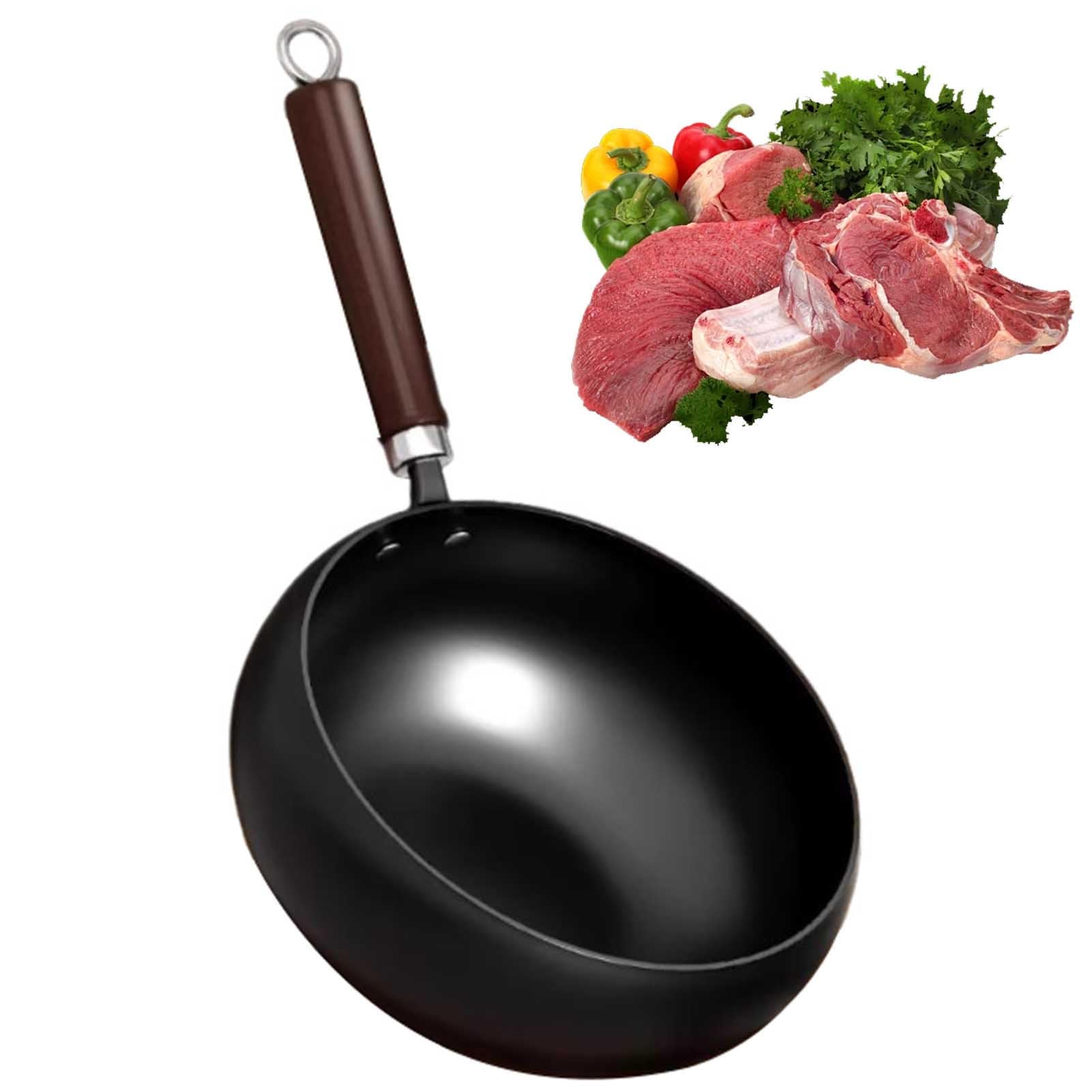 XYUERU Japanese iron pan, handmade uncoated non-stick pan made of pure iron, woks cooking utensils for restaurants and home(28cm)