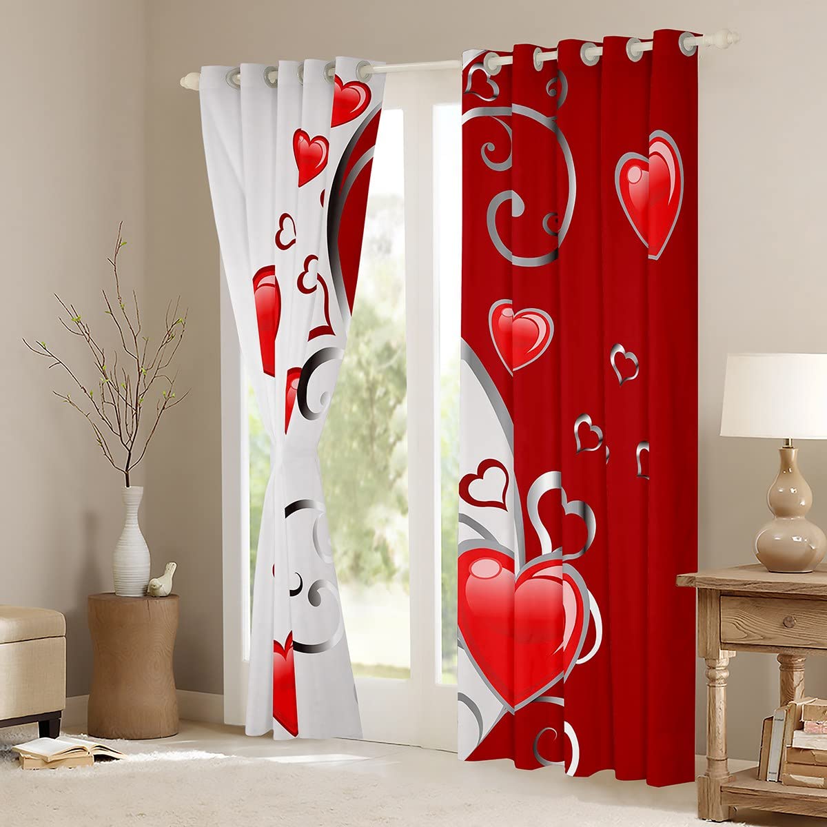 XOXO Tenda Doccia Cuore Rosso San Valentino – 183x183 Cm Impermeabile Con Ganci