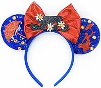 Vista 29 de CLGIFT Orejas de Minnie, elige tu color, iridiscente, azul dorado plateado, brillo arcoíris, lentejuelas rojas clásicas