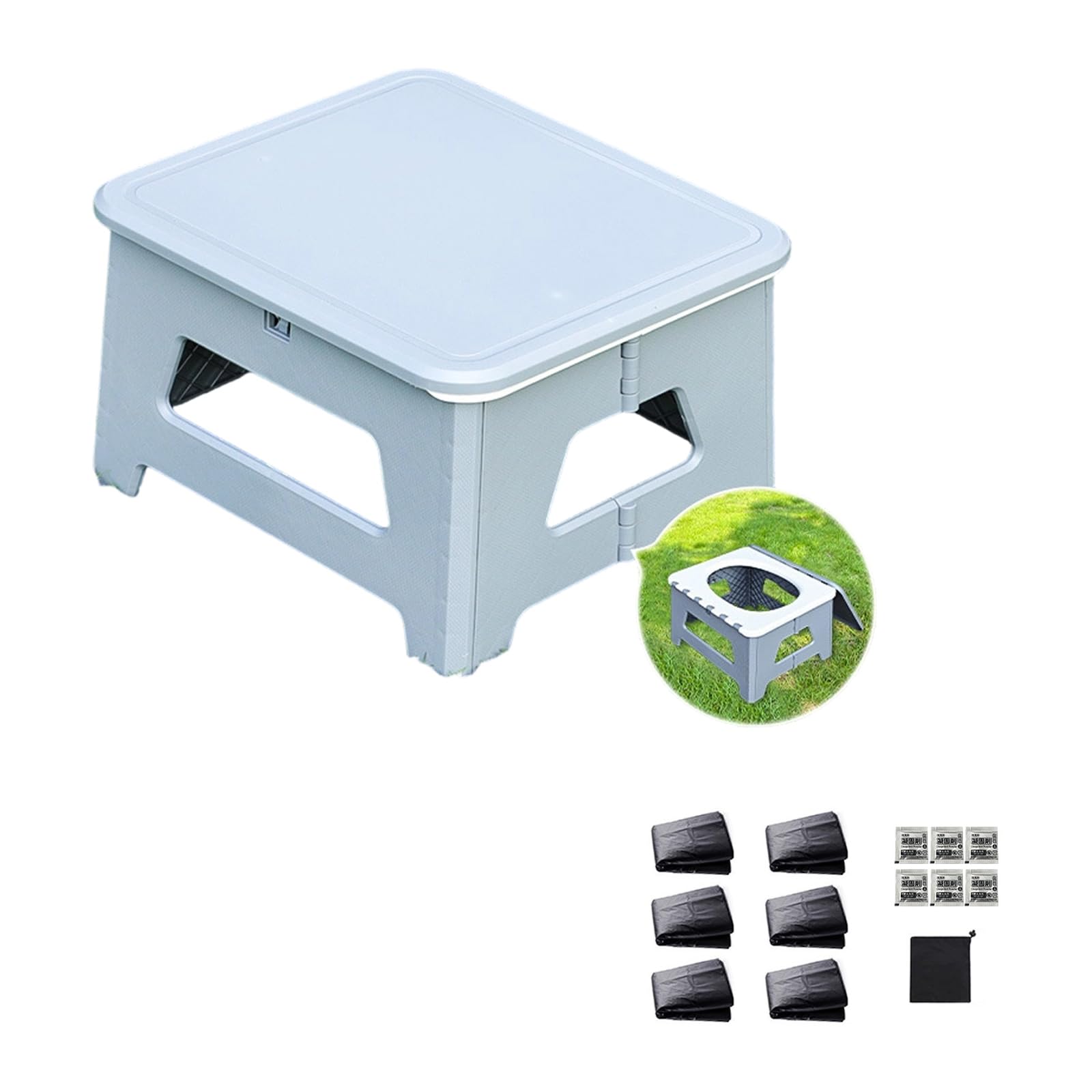 NUEAYMS Inodoro de emergencia para viajes de campamento, inodoro, plegable, compacto, ligero, de alta capacidad, con bolsa absorbente, Porta Potty