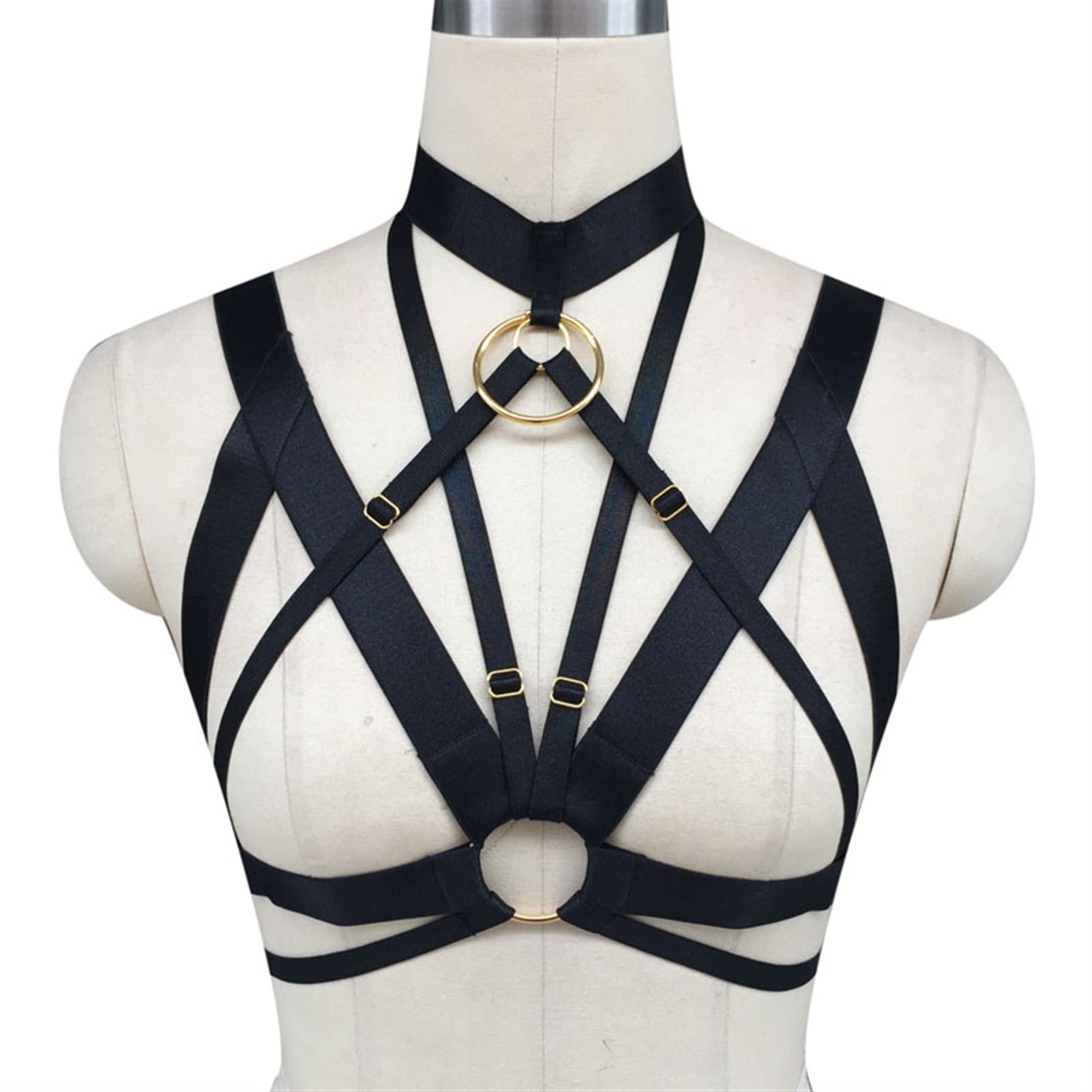Black Belt Harness Garter O Ring New 2pcs Women Punk Heart O-Ring Lace Leather Elastic Thigh Leg  main image 4