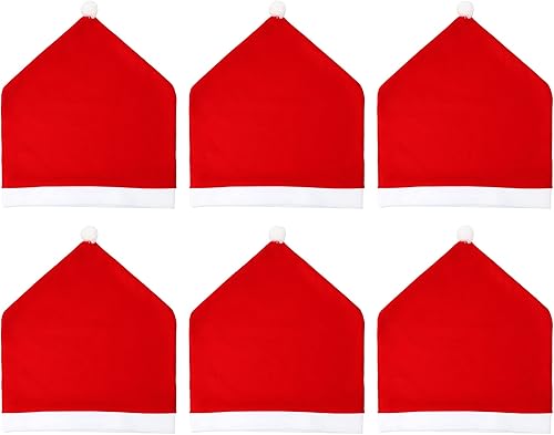 Vista 8 de Qubjus 4 fundas para sillas de Navidad, con sombrero rojo de Papá Noel, fundas para sillas de comedor, fundas para sillas de cocina, para Navidad