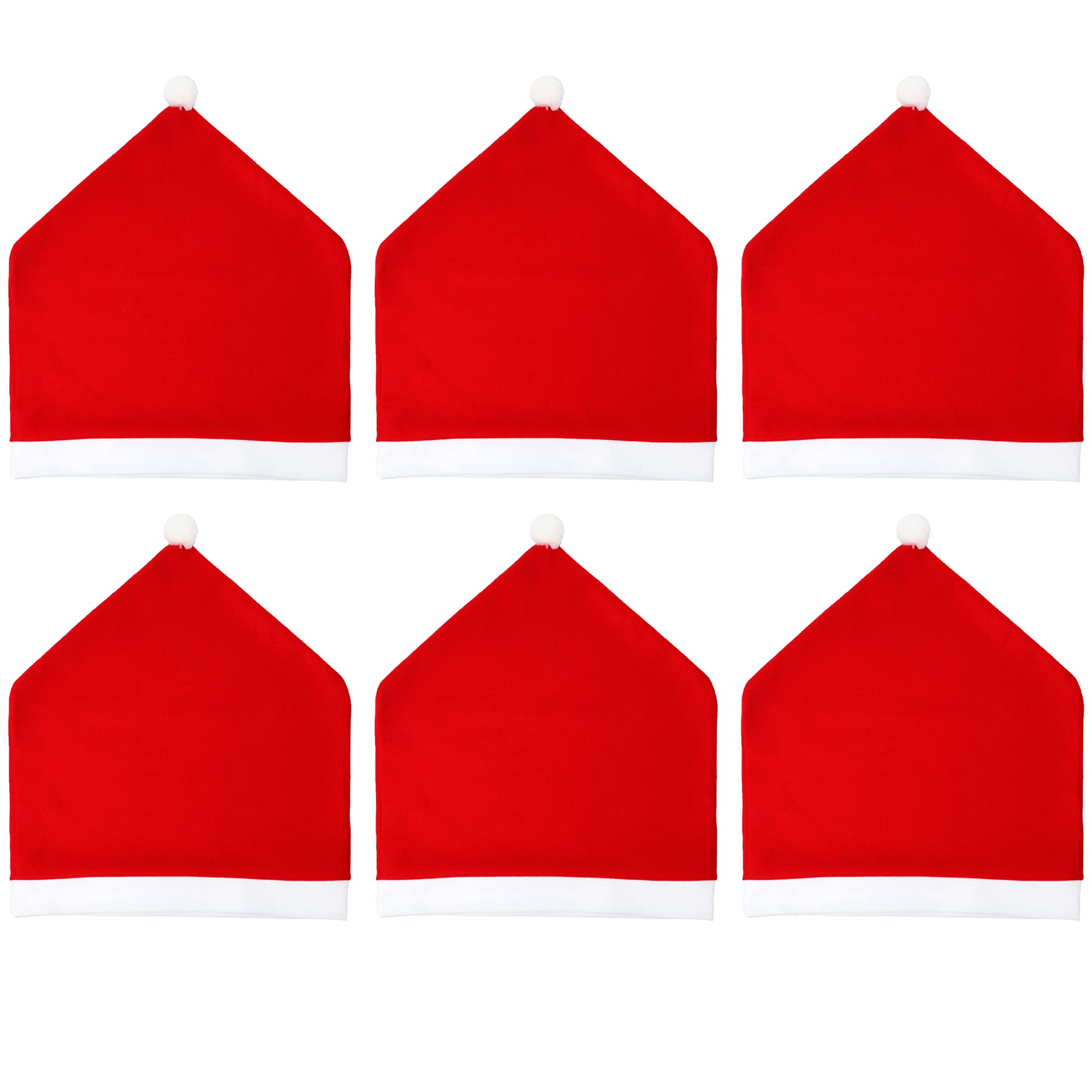 Qubjus 6pcs Christmas Chair Covers Santa Claus Red Hat Dining Chair Slipcovers Kitchen Chair Back Covers for Xmas Home Hotel Holiday Festival Decoration