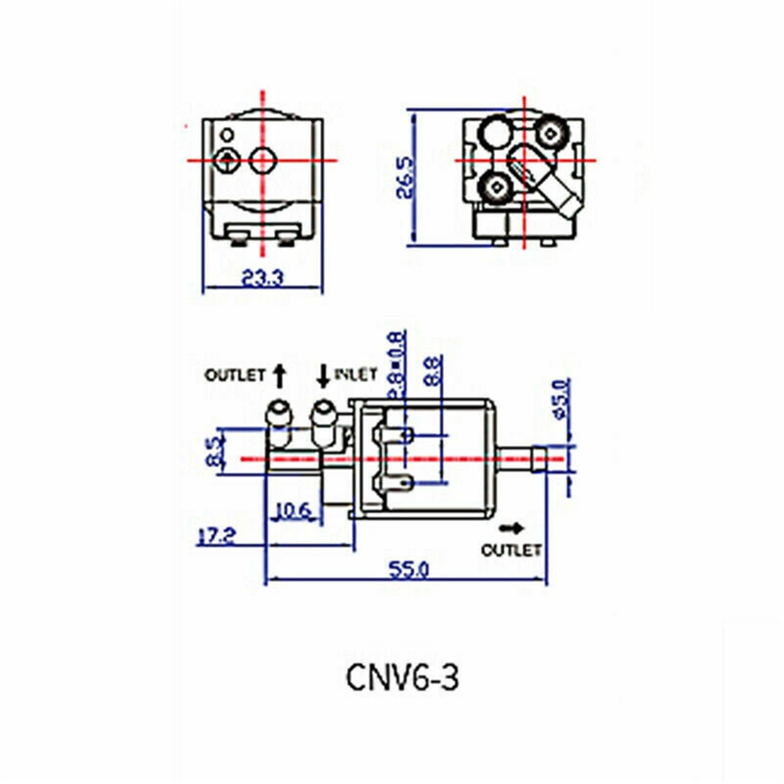 Électrovanne électrique à 3 voies, CNV6-3 DC 12V Mic2-Position, N/C, vanne de contrôle du débit d'eau à Air ouvert normalement fermée, 1 pièce Electric Valves